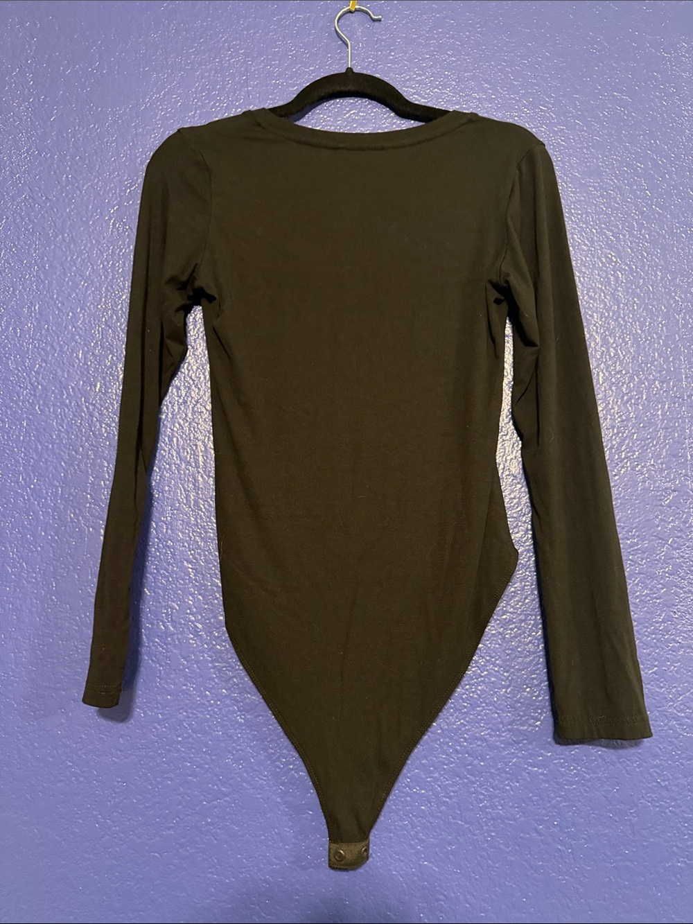 Long Sleeve V-Neck Black Bodysuit - Picture 2 of 4